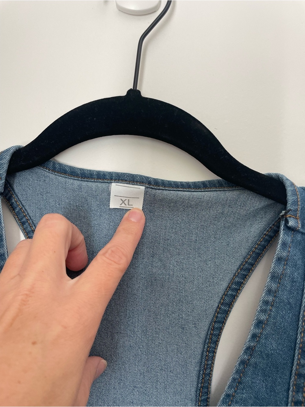 Sleeveless Denim Button-Front Mini Dress - Blue - Picture 3 of 4